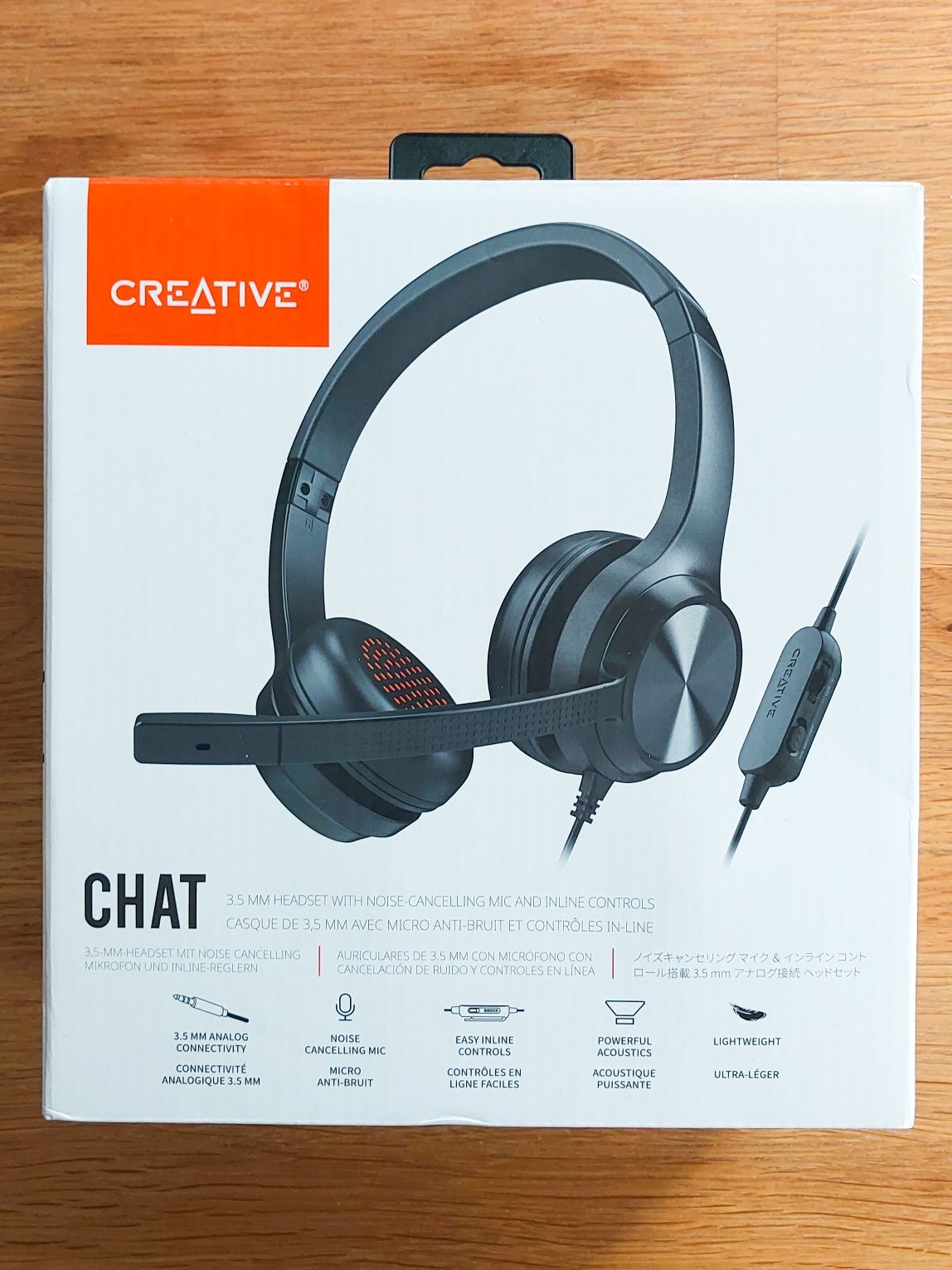 Słuchawki z mikrofonem Creative Chat jack 3,5mm BDB stan + uchwyt