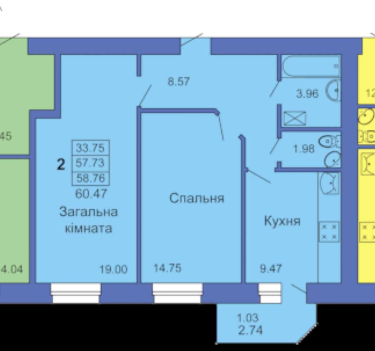 2 кімнатна біля ТРЦ Київ, цегляна новобудова, зданий будинок