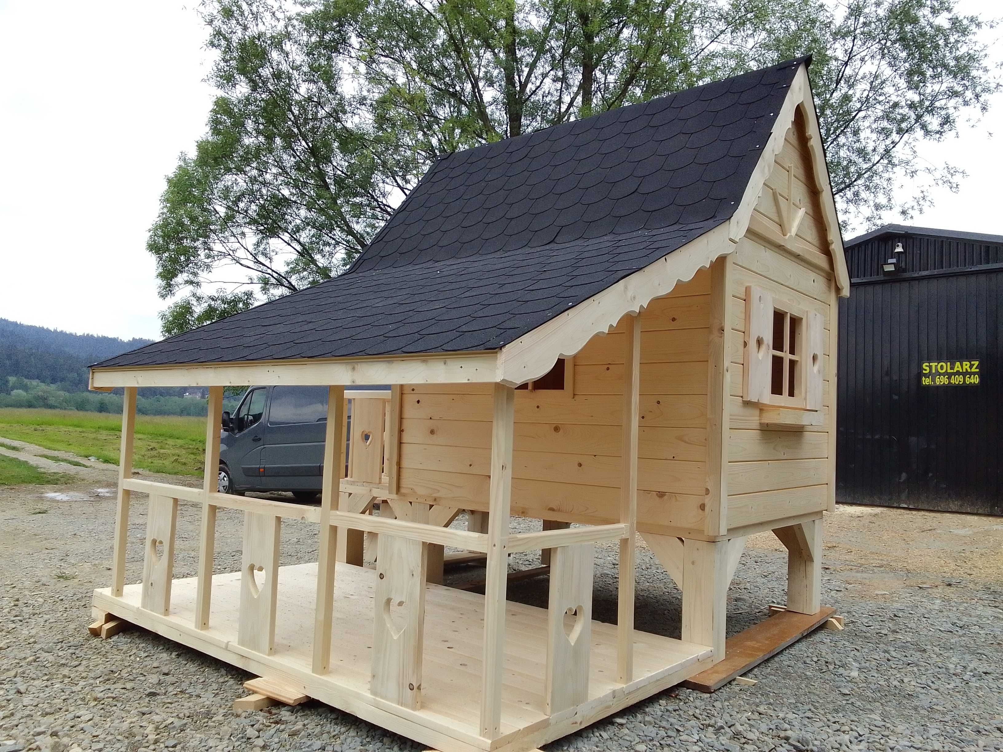Ogrodowy domek drewniany dla dzieci, piękna ozdoba, solida konstrukcja