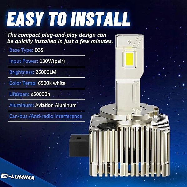 Żarówki Samochodowe D3S, D3R LED 100% Canbus 130W 26000Lm 6500K Xenon
