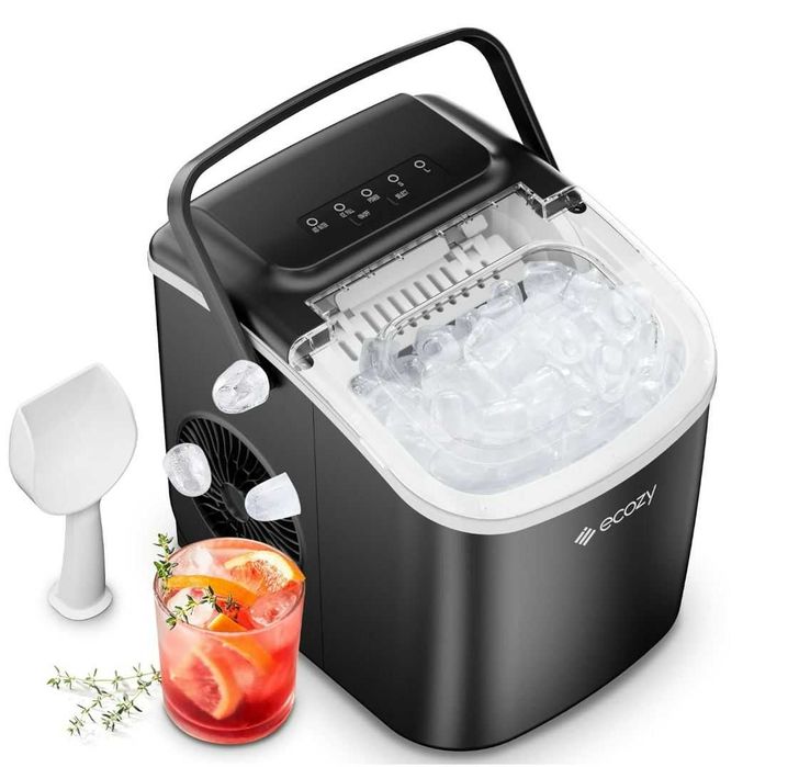 Máquina de Gelo Portátil 12kg/24h – 9 Cubos em 6 Min, 2 Tamanhos