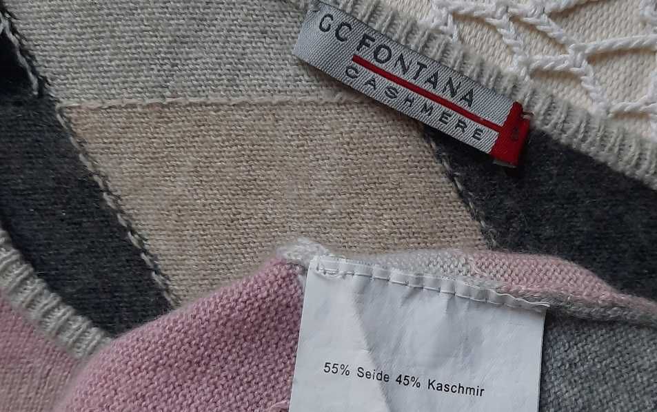Kaszmir Jedwab ideał róż popiel czarny sweter kaszmirowy S/M