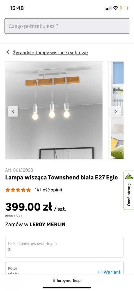 Lampa wiszaca biala drewno