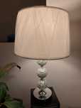 Lampa nowa duża stołowa lampka glamour mozaika kryształki srebrna biał