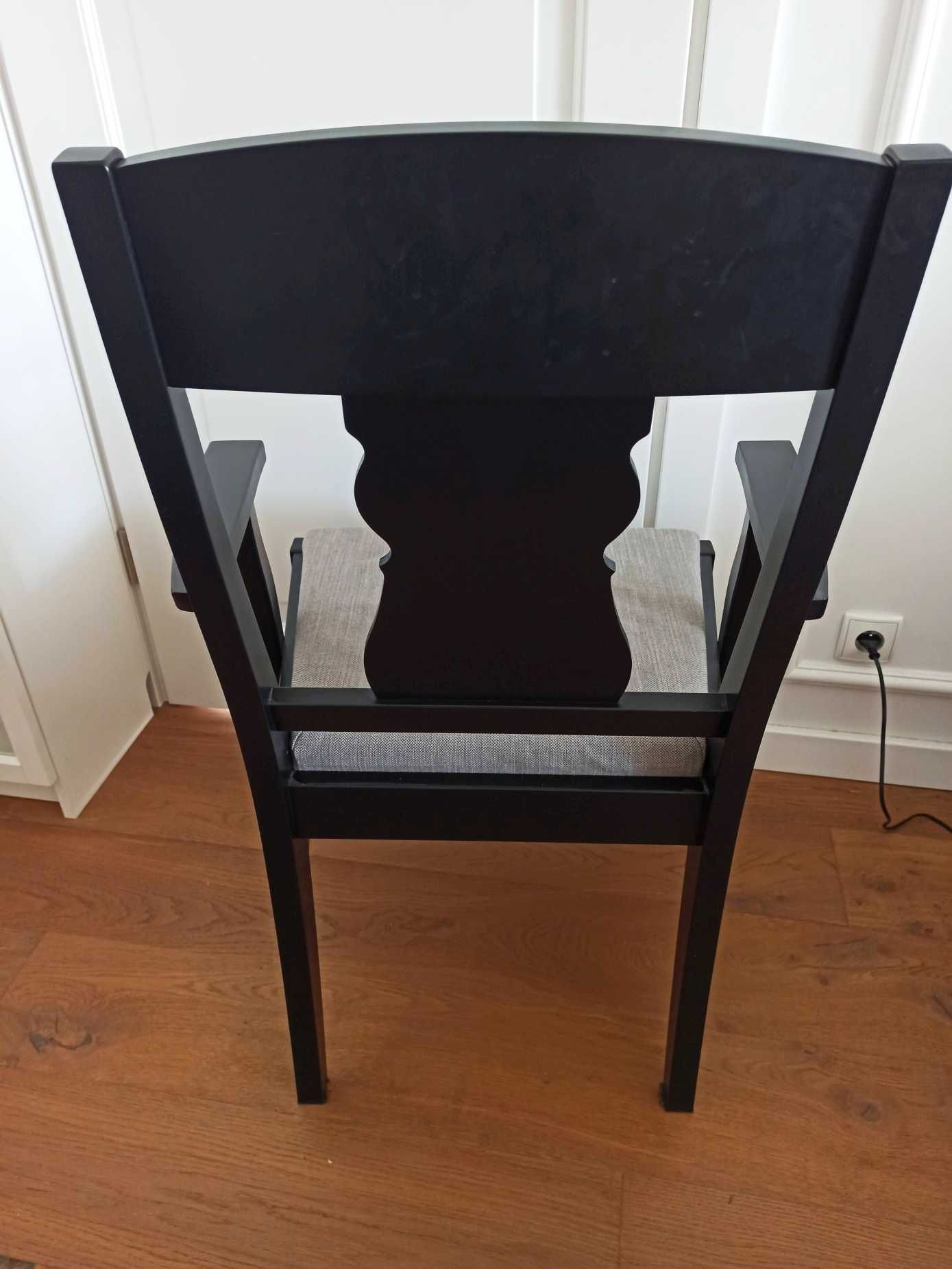 IKEA INGATORP - czarne krzesło z podłokietnikami