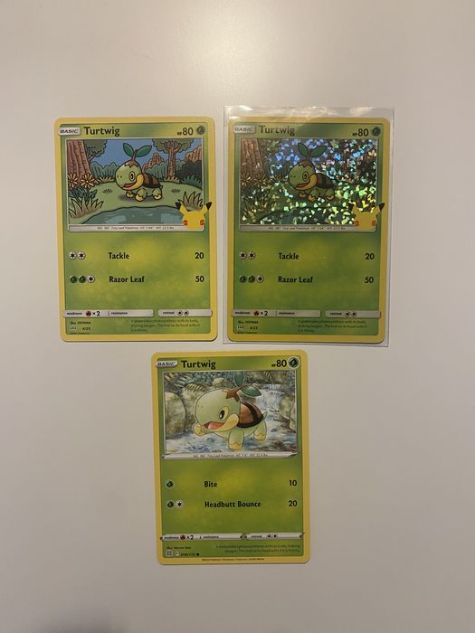 Zestaw kart pokemon turtwig holo non-holo tcg