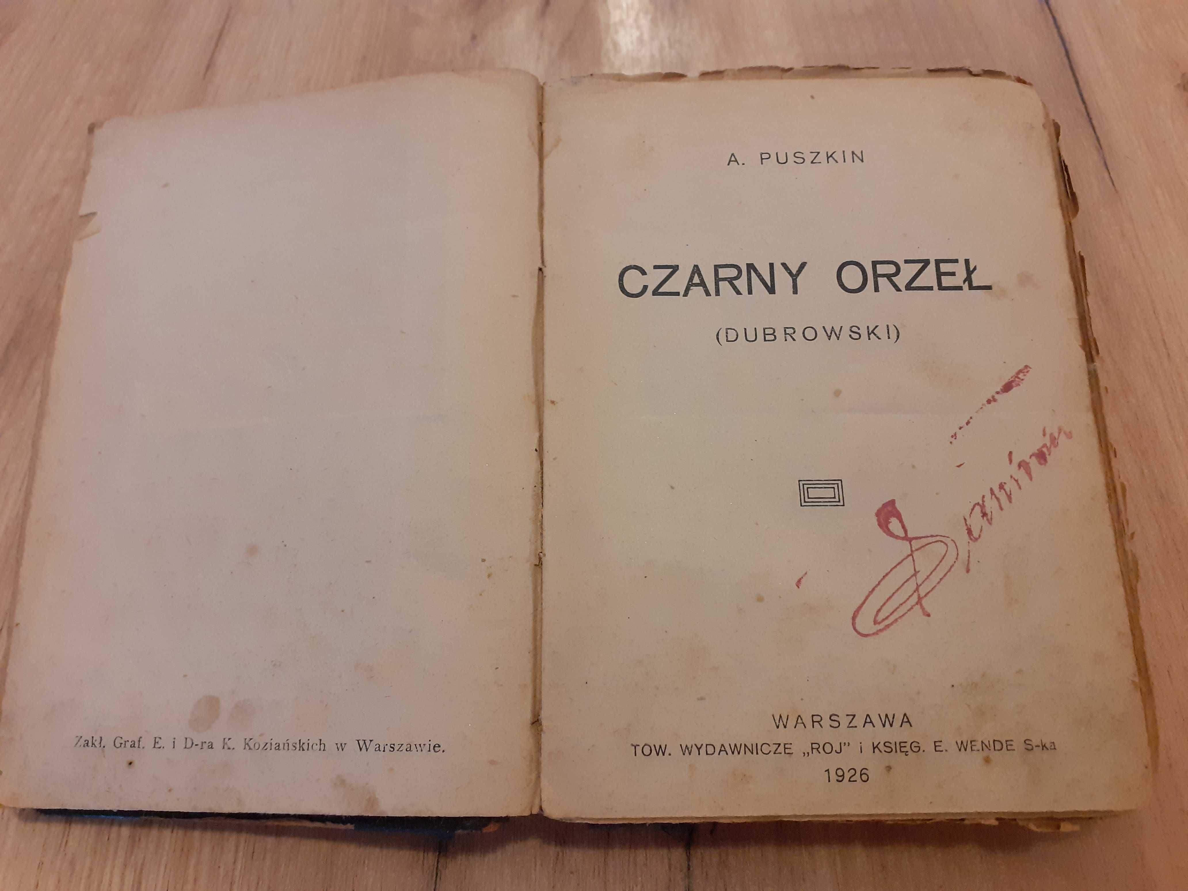 Książka Czarny Orzeł A. Puszkin 1926r
