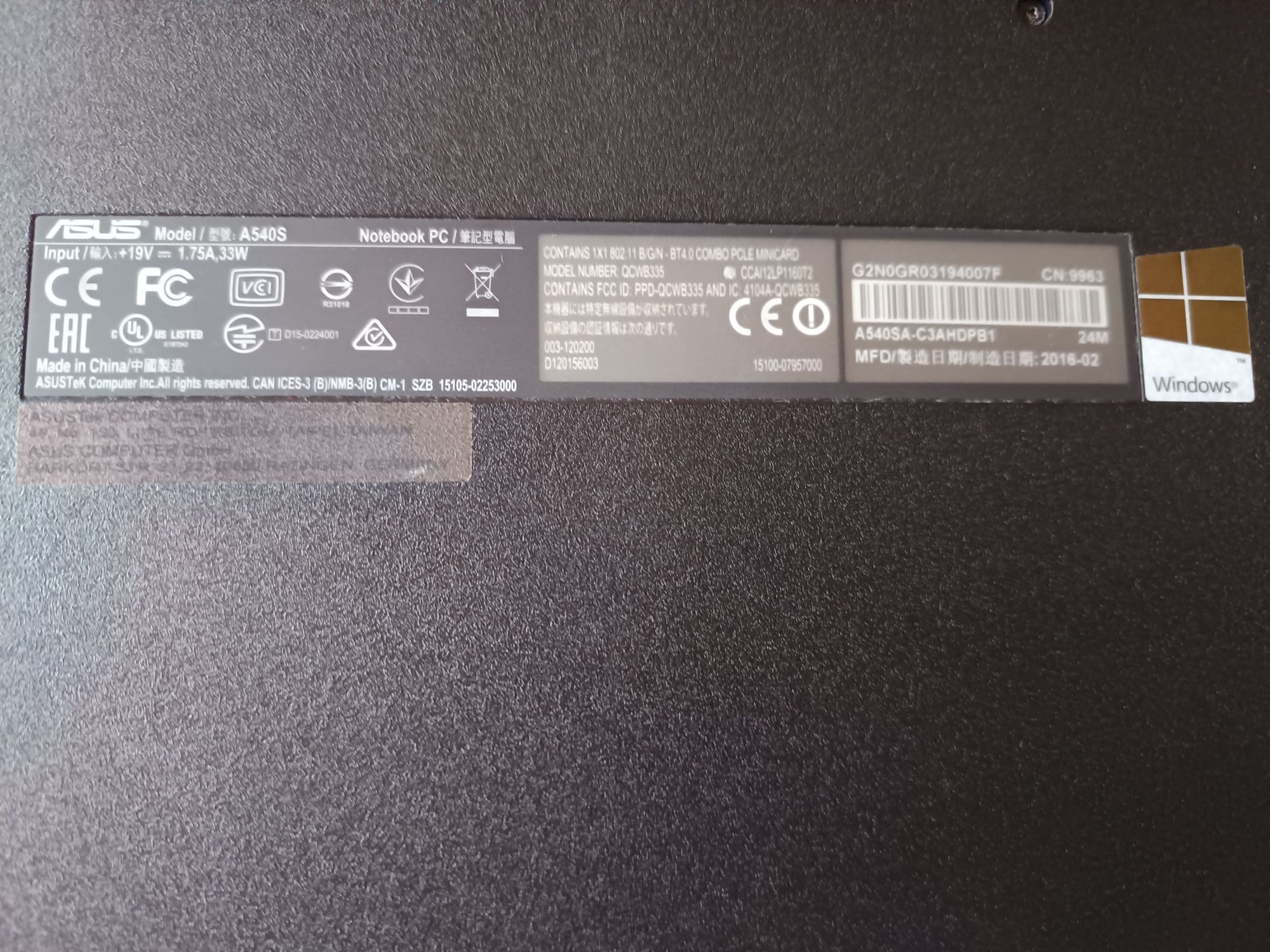 Portátil ASUS A540S