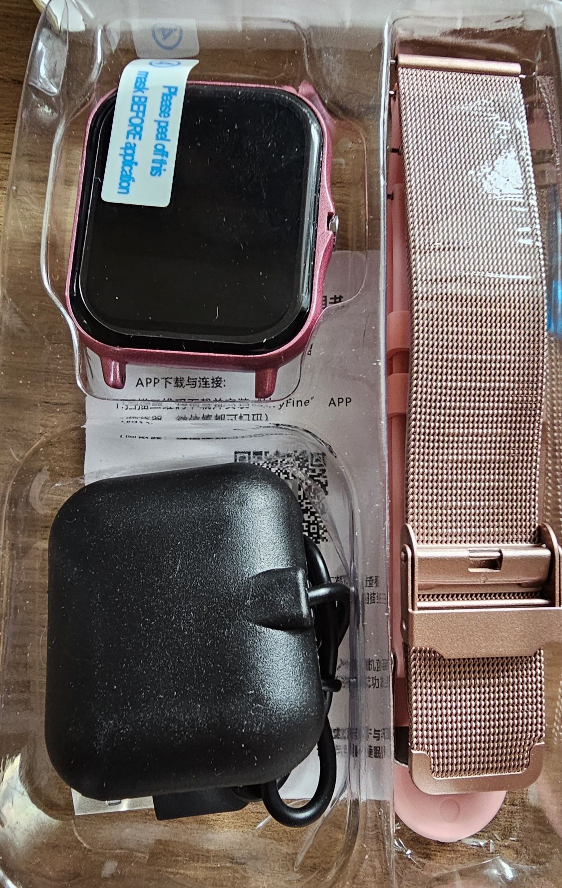 Lige. Nowy zegarek smartwatch złoty i różowy