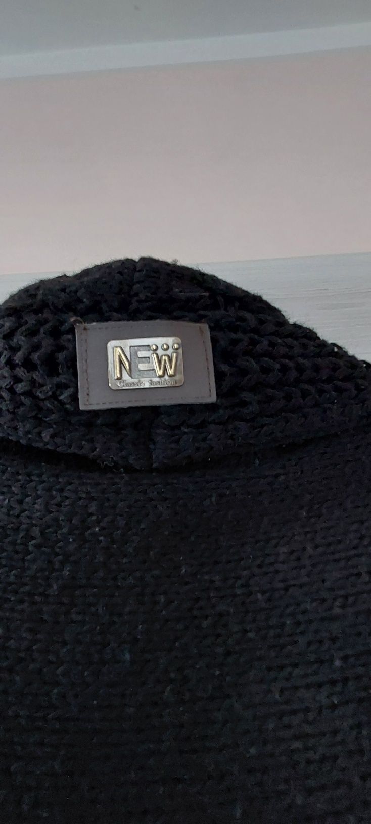 Gruby sweter kardigan czarny classic fashion M