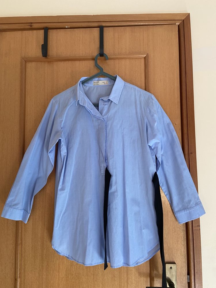 Camisa com laço azul zara