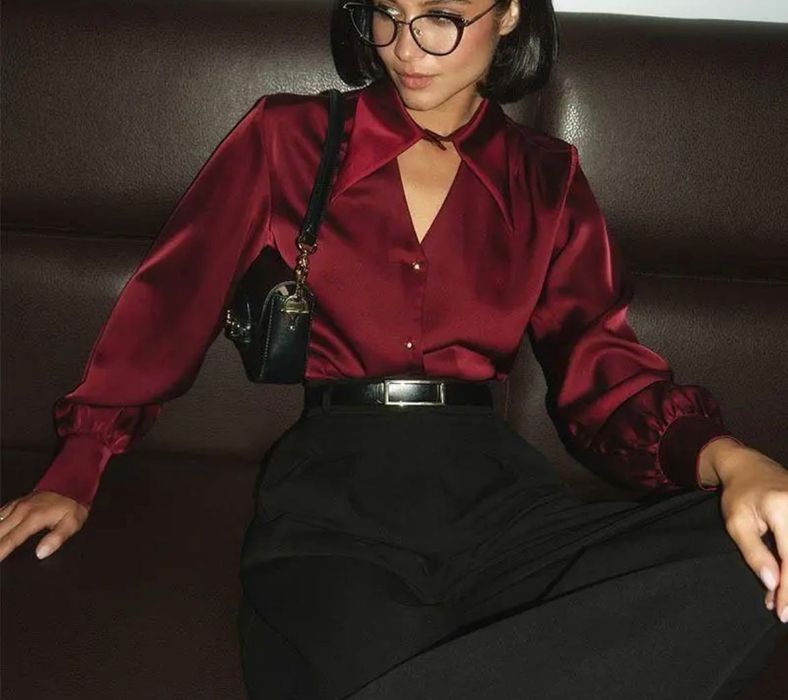 Червона шовкова блуза ZARA