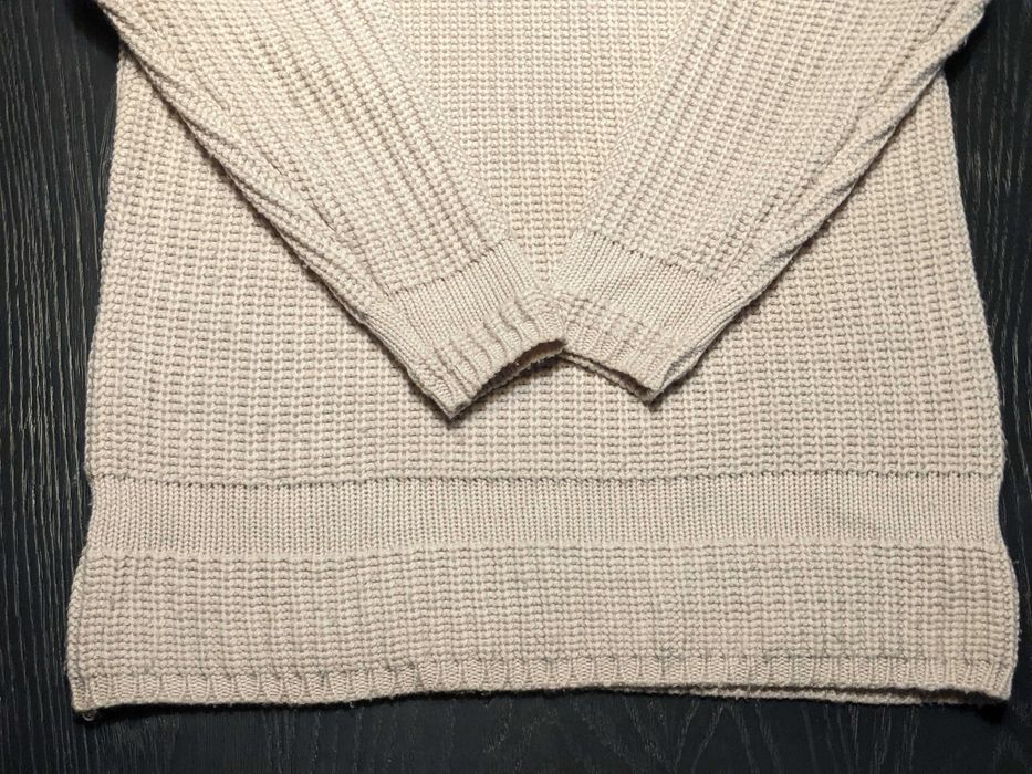 Sweter - gruby golf, raglan - jasnobeżowy - AE Basic