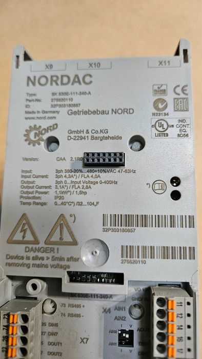 falowniki Nord trójfazowe Nordac 530 E , 540 E od 0,55 do 4 kW