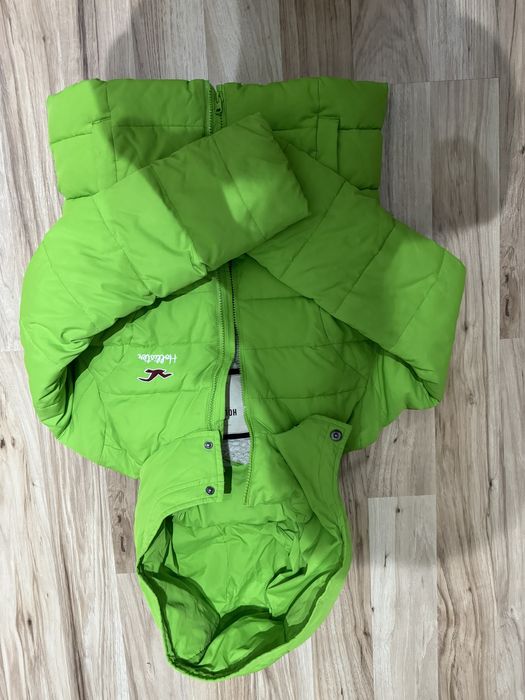 Kurtka zimowa z misiem zielona S 36 Hollister