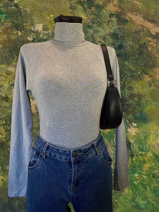 Bluzka damska golf szary z długim rękawem wiskoza 36 S M na jesień