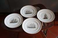 4 pratos Vista Alegre com desenhos de veleiros