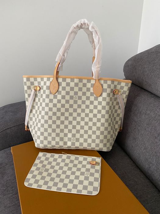 Torebka Louis Vuitton Neverfull GM biała kratka kremowy środek skóra