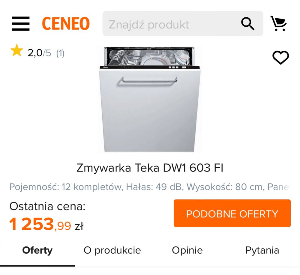 Zmywarka Teka DW1 603 FI