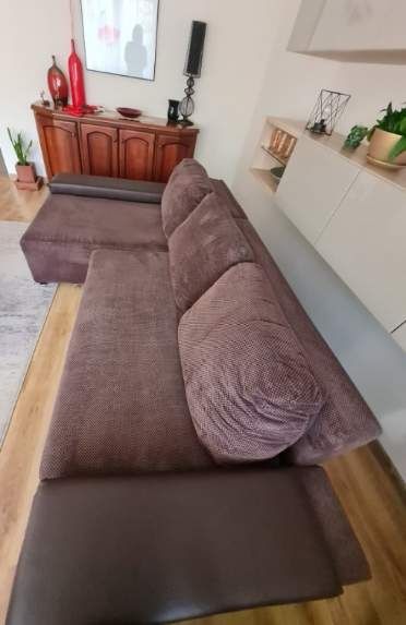 Sofa narożnik rozkładana brąz