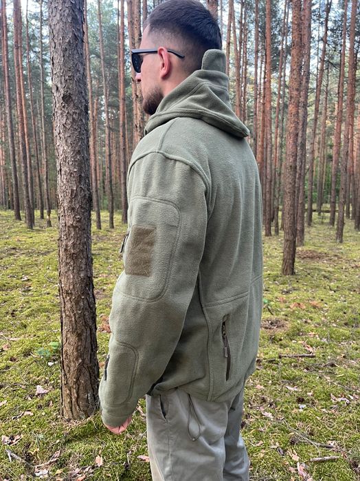 Флісова кофта військова з капюшоном олива фліска  флисовая флиска с