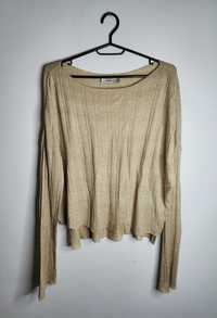 Zara Knit Sweter Bluzka Długi Rękaw Koszulka Top Beżowy Longsleeve L