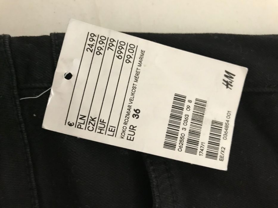 Spodnie H&M NOWE!!! spodnie dżinsowe czarne r. 36