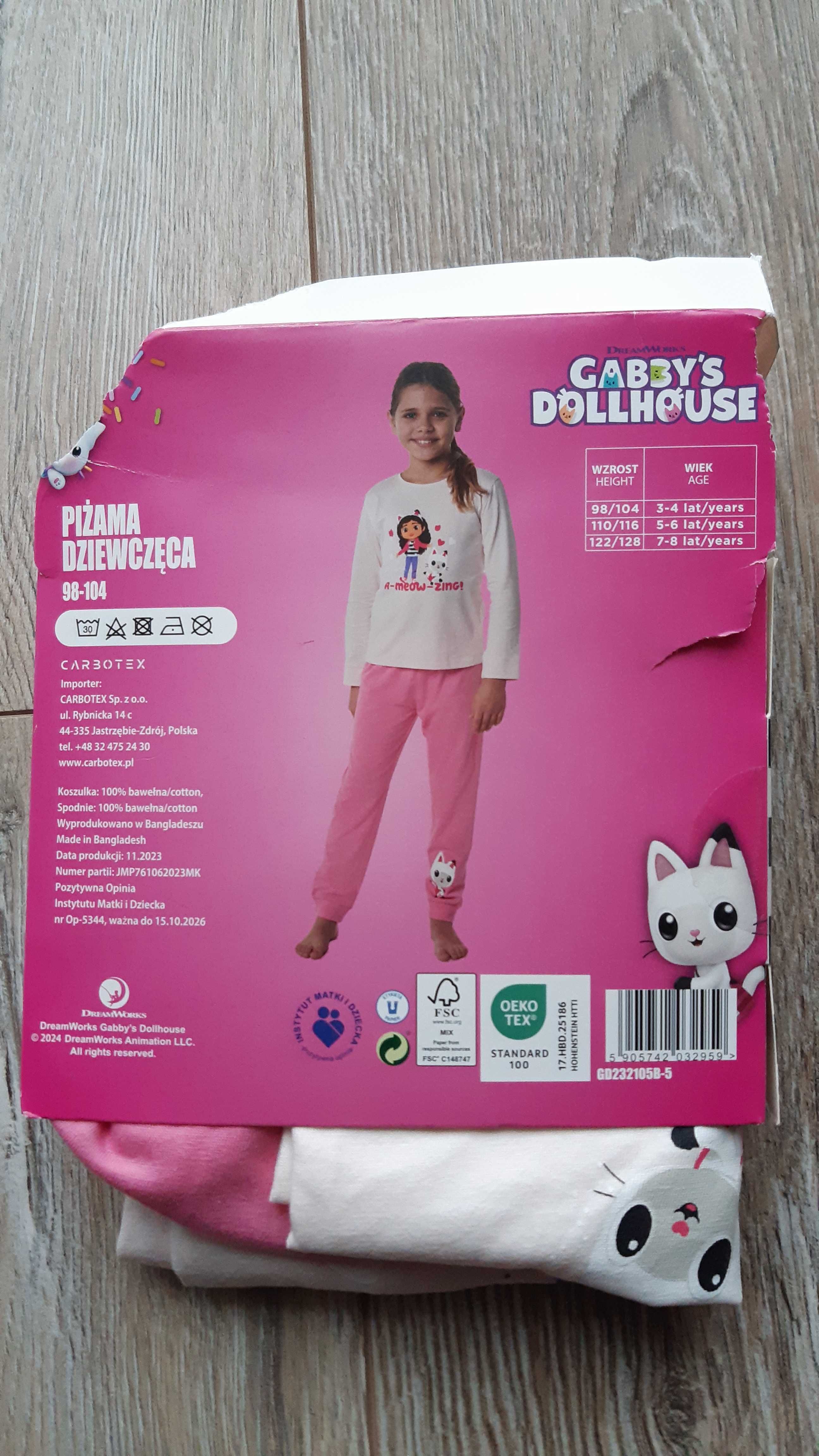 Nowa piżama dziewczęca 98-104 Koci Domek Gabi