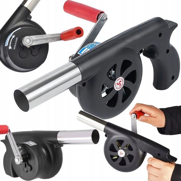 Dmuchawa ręczna rozpalania grilla ogniska pieca kominka mocna korbka