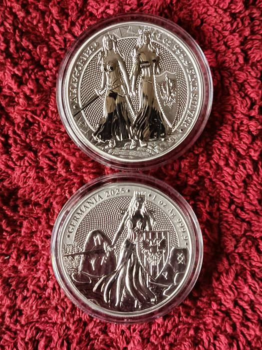 Срібні монети леді германія та алегорія