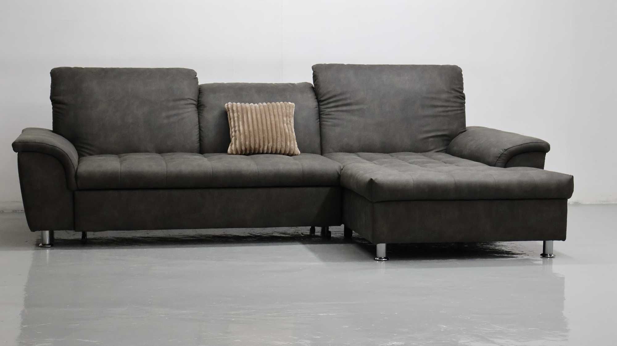 TCG NOWY NOWOCZESNY NAROŻNIK funkcja spania kanapa tkanina SZARA SOFA