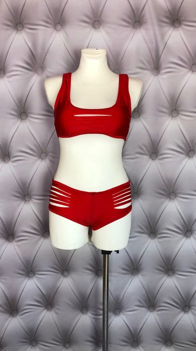Czerwone bikini kostium kąpielowy wycięcia top M/L