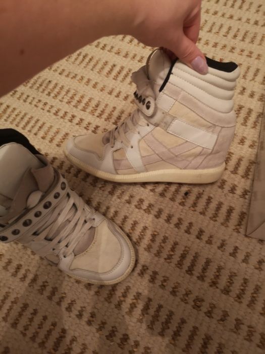 Zara białe sneakersy ukryty koturn ćwieki tenisówki trampki na koturni