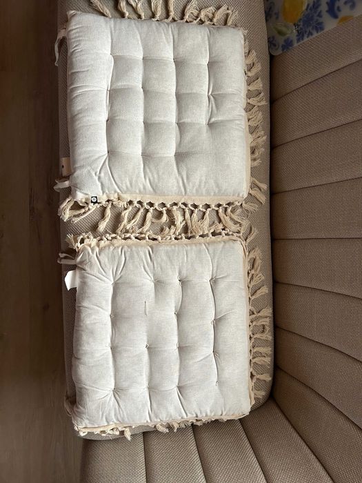 Poduszki na krzesła boho poduchy kremowe zestaw poduszek z frędzlami