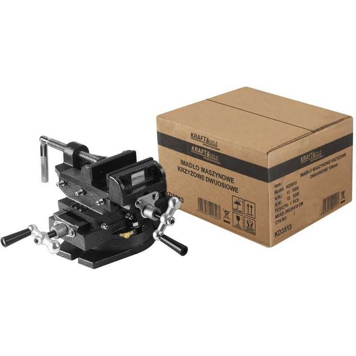 KRAFT&DELE Żeliwne Imadło Krzyżowe Maszynowe Dwuosiowe 100mm KD3513