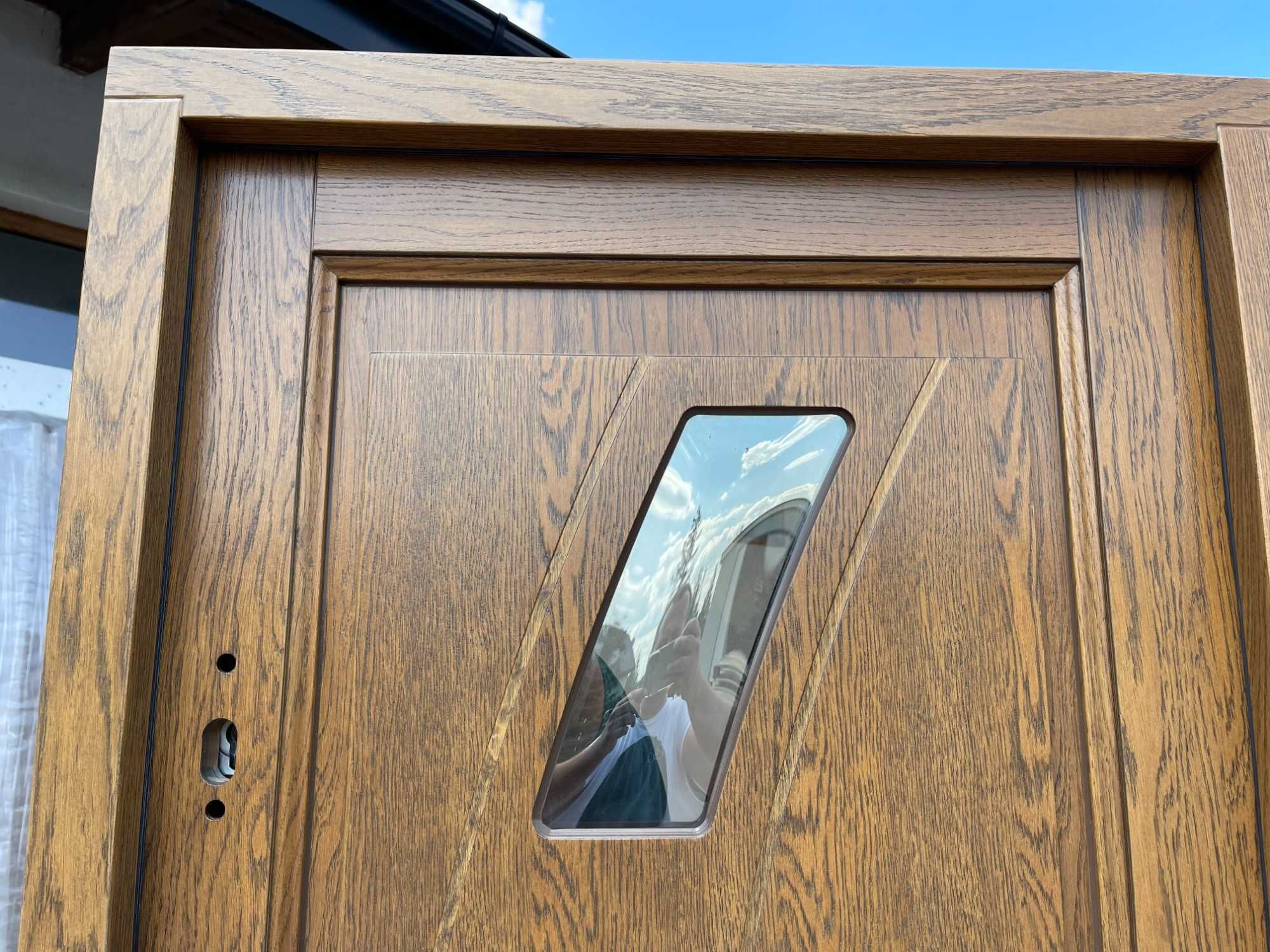 Drzwi zewnętrzne drewniane OD RĘKI stary dąb 88x205 NIETYPOWE