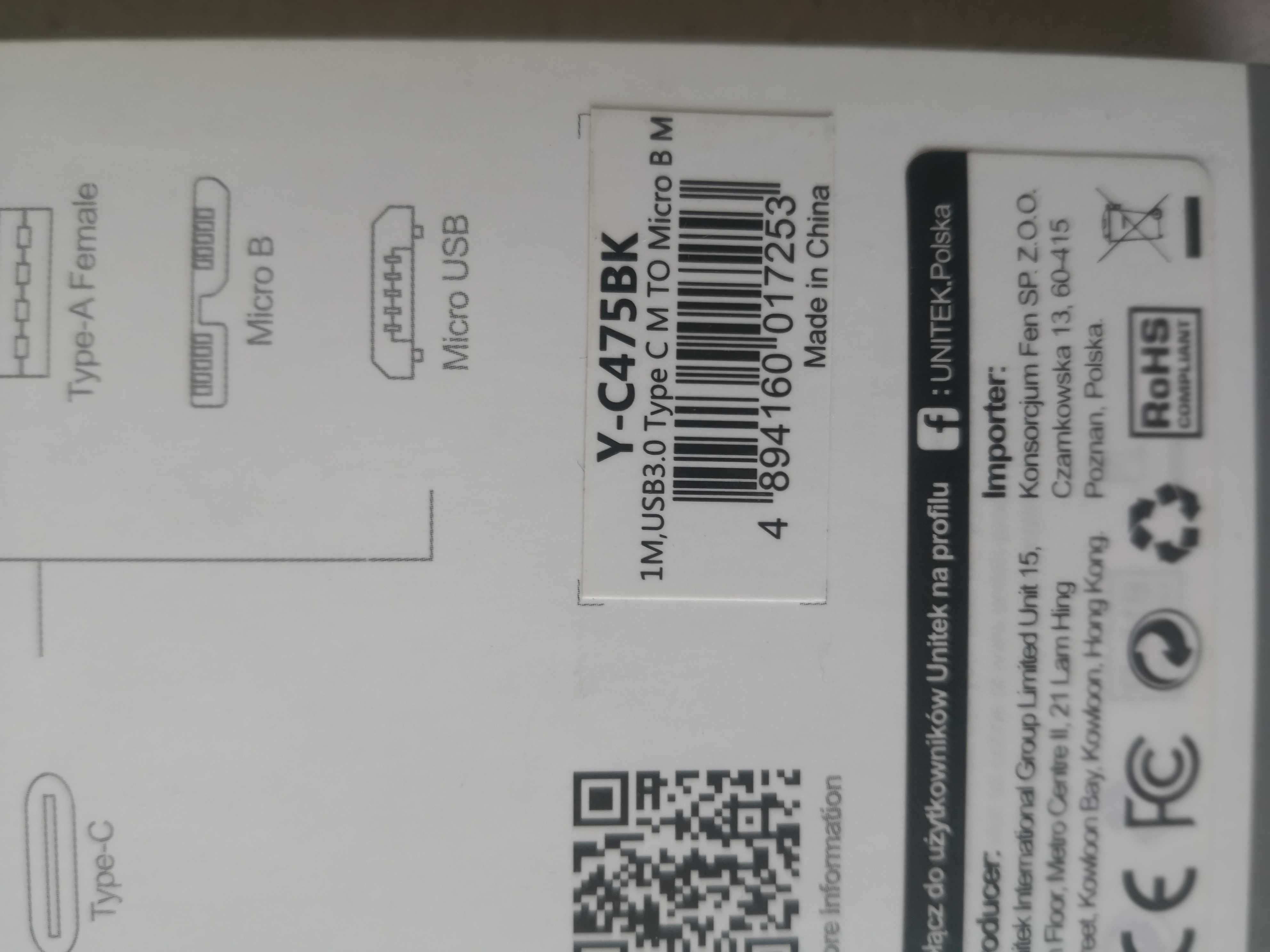 Kabel USB c  USB B, usbc usbb USB-c USB-B kabelek nowy UNITEK