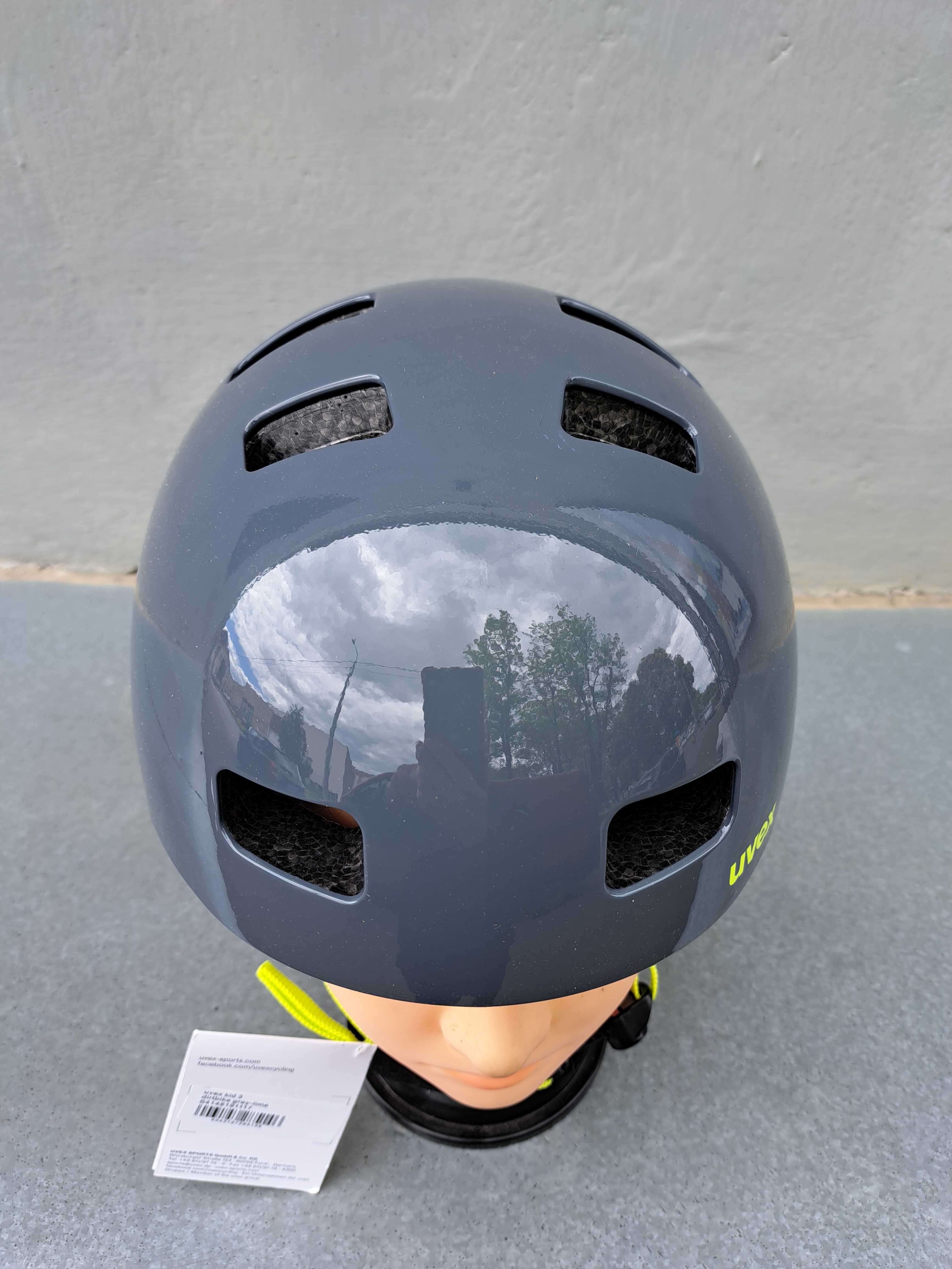 kask rowerowy UVEX Kid 3 dirt grey-lime rozmiar 51- 55 - 58 cm