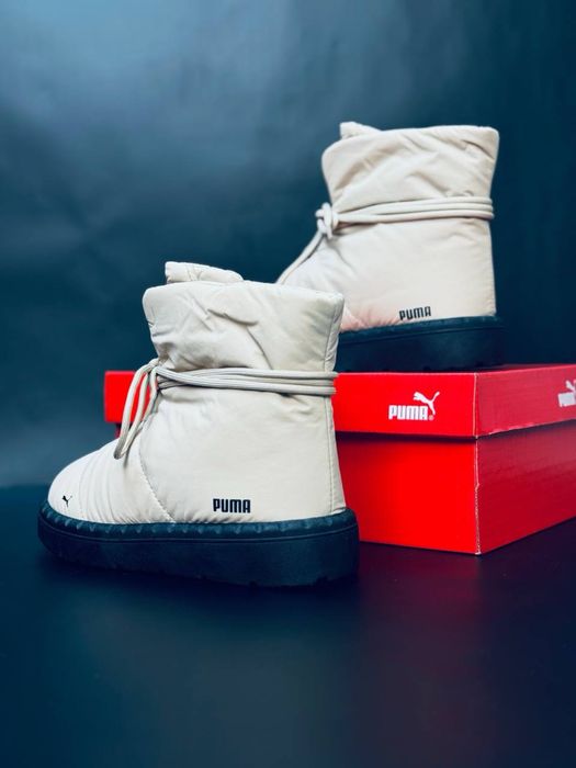 Дутики Puma беж / непромокаемая женская обувь на зиму / дутики пума