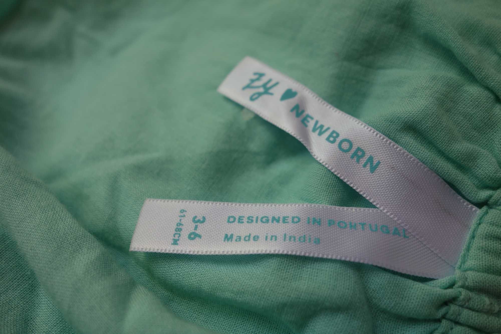 Vestido verde de verão 3-6 meses com Tapa Fraldas*Envio gratuito