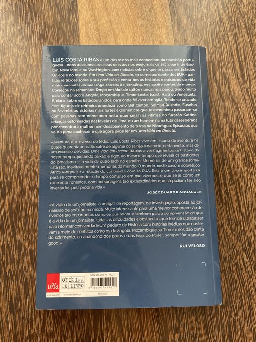 Livro “Uma Vida em Direto” - Luís Costa Ribas