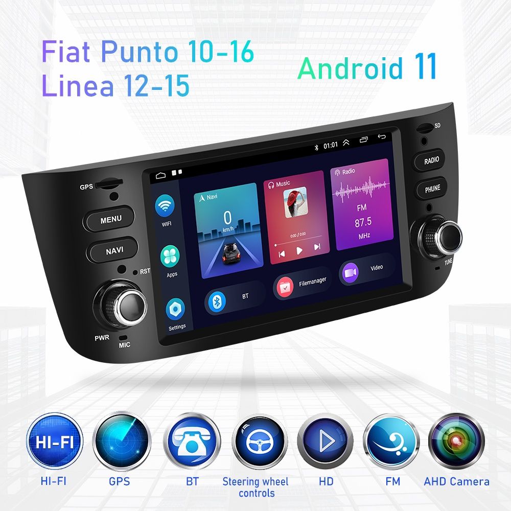 Rádio android 2din Fiat punto/Linea carplay gps android auto NOVO