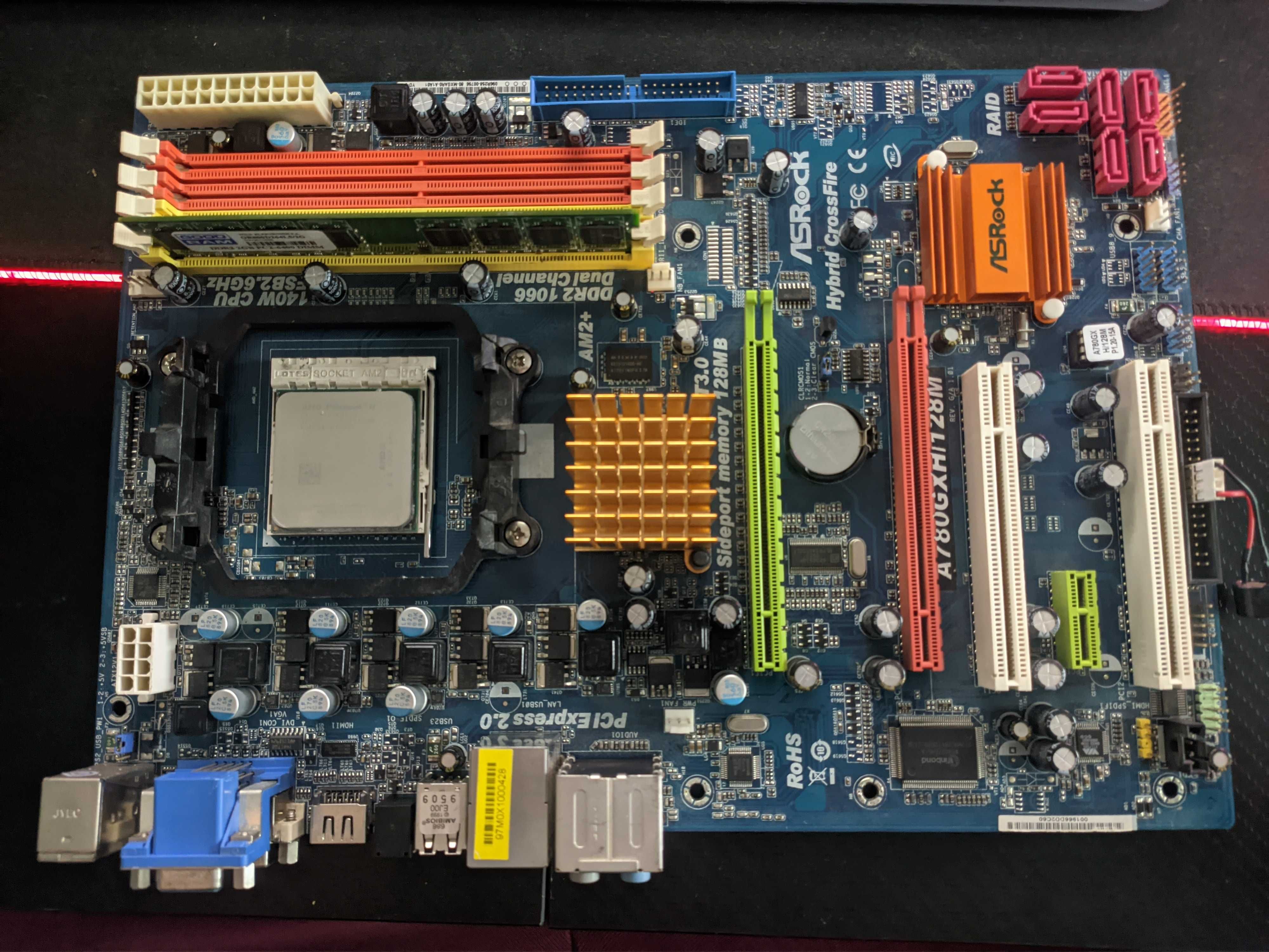 Płyta główna ASRock A780GXH/128M + AMD Phenom II X3 720 BE + 2GB DDR2