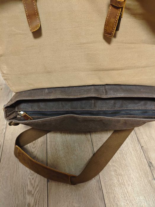 Stetson сумка для ноутбука сіра брезент шкіряна вставки портфель 15,6