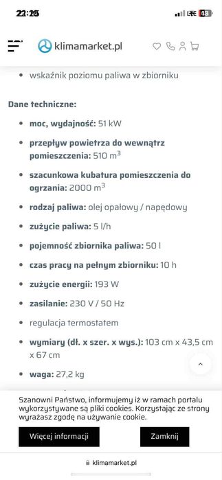 Nagrzewnica sprawna
