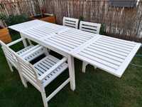Meble ogrodowe - Ikea Applaro -  stół i krzesła - biały, dostawki