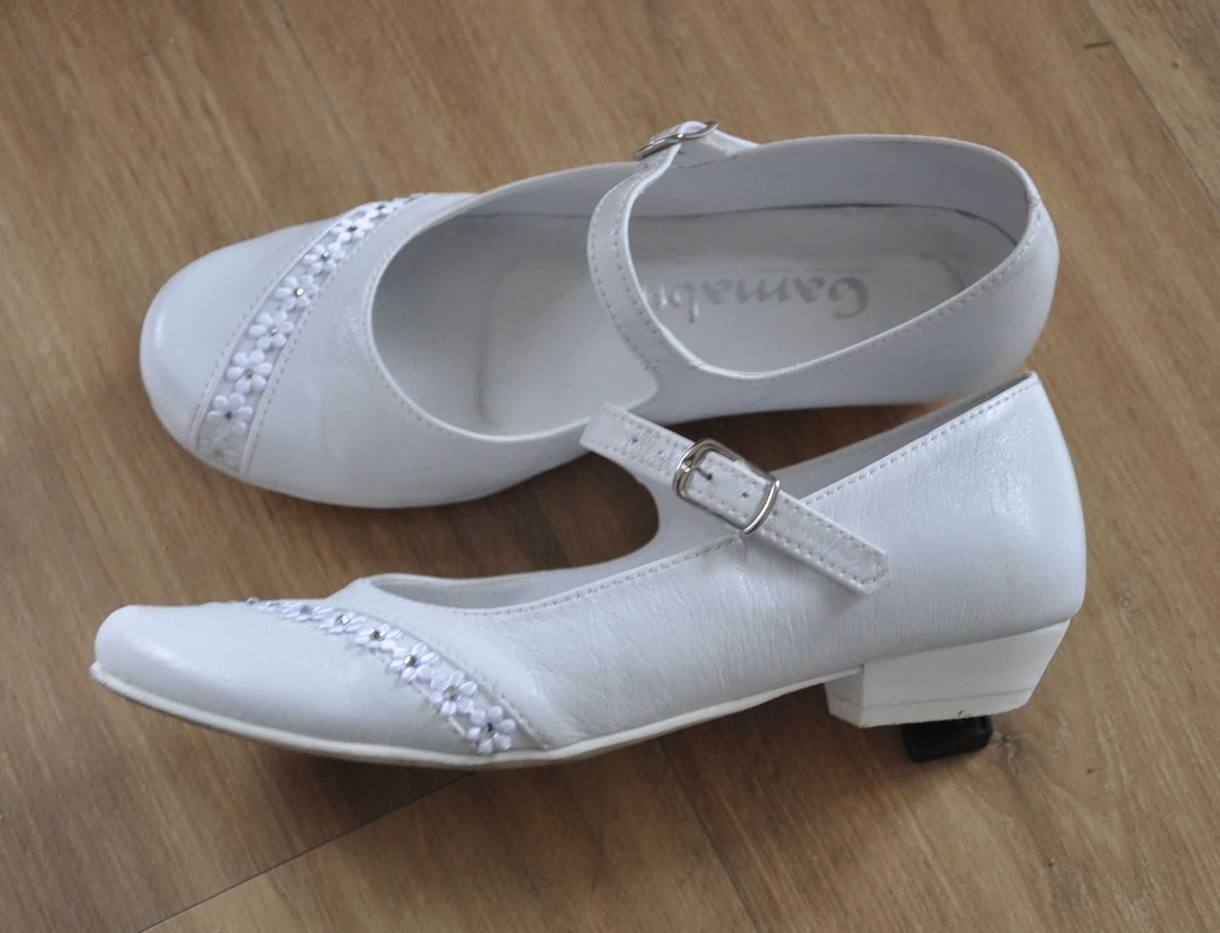 Gamabut R.33,34 buty białe komunijne, półbuty,pantofle, sukienka