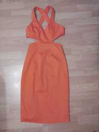 Pomarańczowa sukienka Mohito na ramiączkach z wycięciami. Rozm. 34.