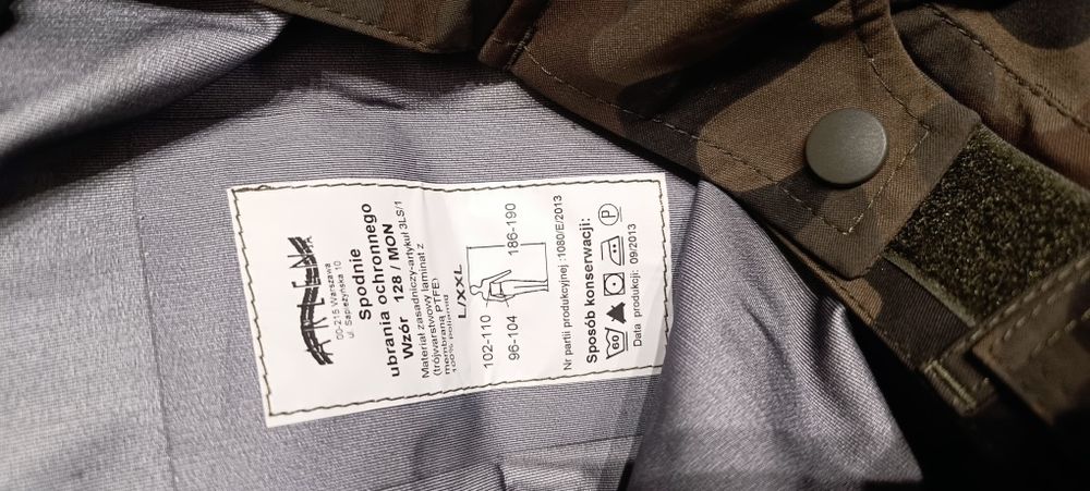 Goretex wojskowy L/XXL, ubranie ochronne 190cm