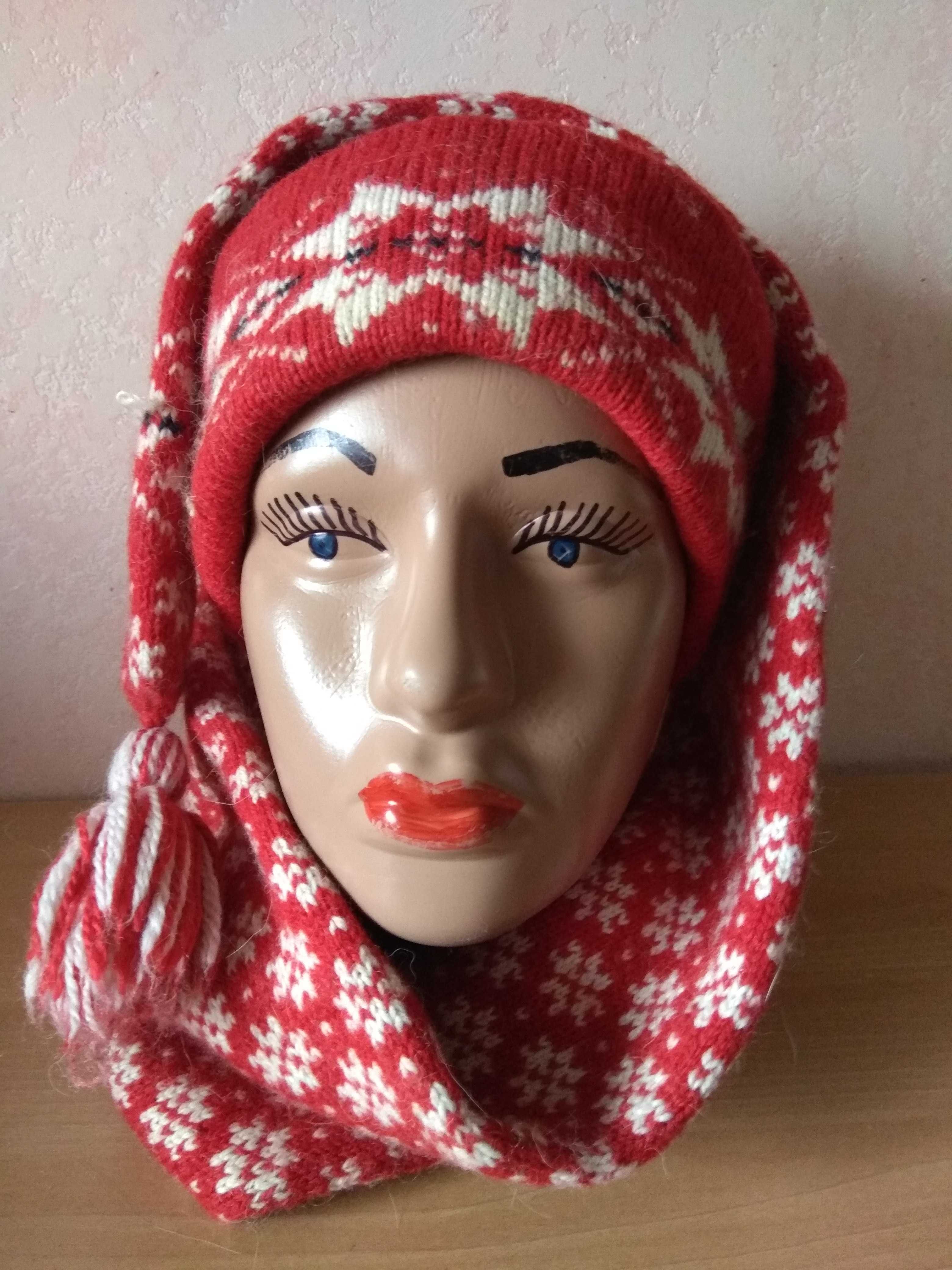 Рождественская шерстяная  шапка-шарф
